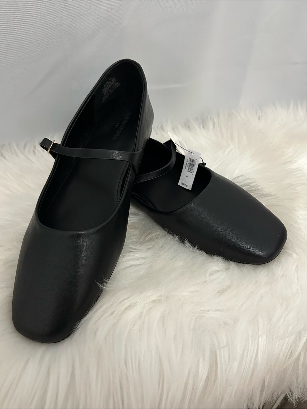 Zara Black Mary Jane Flats with Adjustable Strap